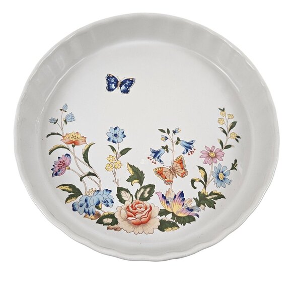 Aynsley Other - Aynsley Cottage Garden Quiche Plate Butterly Flower England HyStyle Vintage